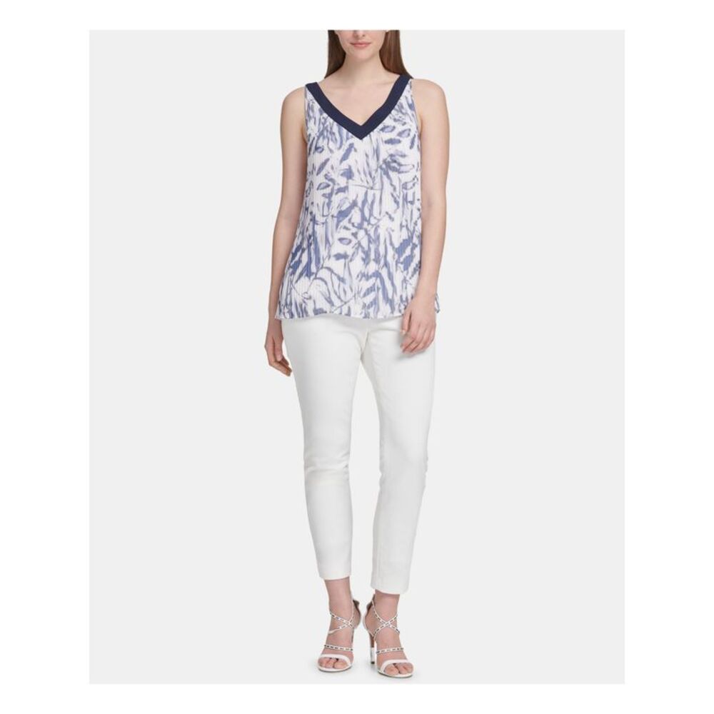 DKNY Womens V Neck Wear To Work Trapeze Top